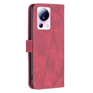 Xiaomi 13 Lite 5G Θήκη Βιβλίο Κόκκινο Magnetic Buckle Rhombus Texture Phone Case Red