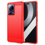 Xiaomi 13 Lite 5G Θήκη Σιλικόνης Κόκκινη Brushed Texture Carbon Fiber TPU Phone Case Red