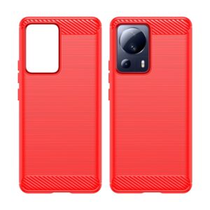 Xiaomi 13 Lite 5G Θήκη Σιλικόνης Κόκκινη Brushed Texture Carbon Fiber TPU Phone Case Red