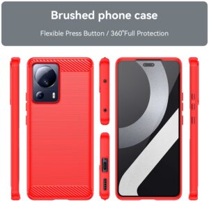 Xiaomi 13 Lite 5G Θήκη Σιλικόνης Κόκκινη Brushed Texture Carbon Fiber TPU Phone Case Red