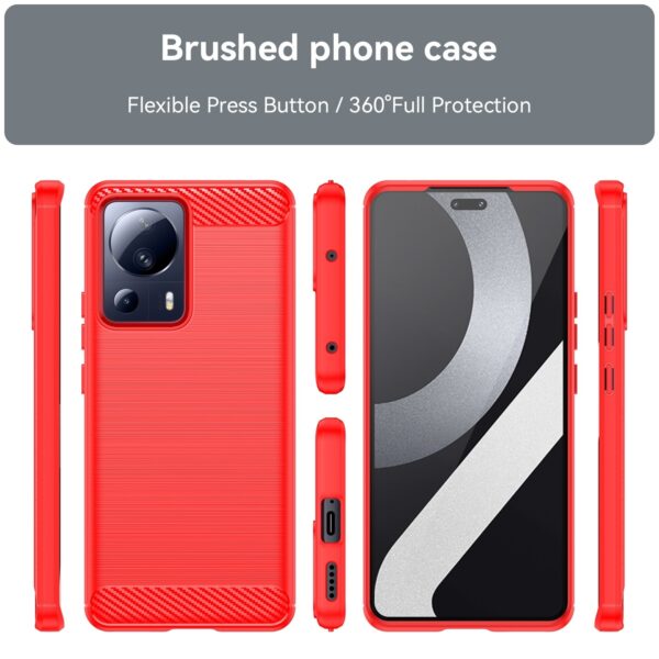 Xiaomi 13 Lite 5G Θήκη Σιλικόνης Κόκκινη Brushed Texture Carbon Fiber TPU Phone Case Red