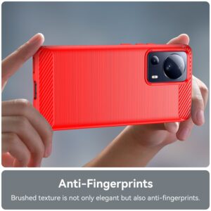 Xiaomi 13 Lite 5G Θήκη Σιλικόνης Κόκκινη Brushed Texture Carbon Fiber TPU Phone Case Red