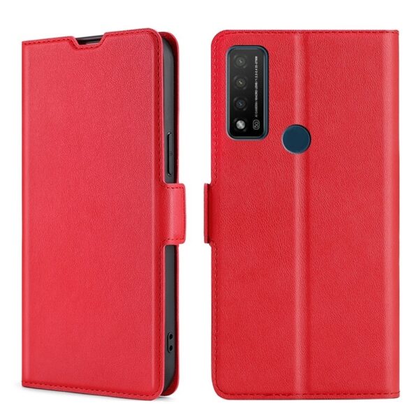 TCL 20R Θήκη Βιβλίο Κόκκινο Ultra-thin Voltage Side Buckle PU + TPU Phone Case Red