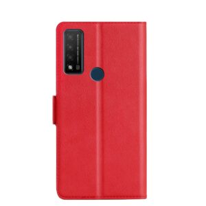 TCL 20R Θήκη Βιβλίο Κόκκινο Ultra-thin Voltage Side Buckle PU + TPU Phone Case Red