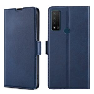 TCL 20R Θήκη Βιβλίο Μπλε Ultra-thin Voltage Side Buckle PU + TPU Phone Case Blue