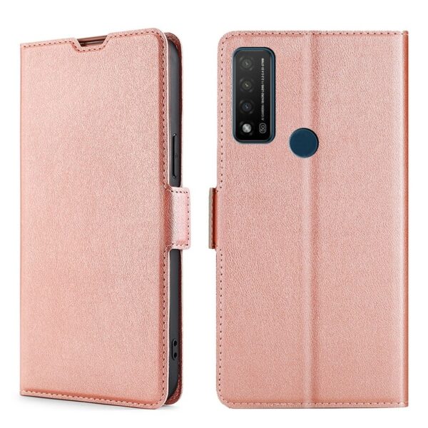 TCL 20R Θήκη Βιβλίο Ροζ - Χρυσό Ultra-thin Voltage Side Buckle PU + TPU Phone Case Rose - Gold