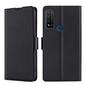 TCL 20R Θήκη Βιβλίο Μαύρο Ultra-thin Voltage Side Buckle PU + TPU Phone Case Black