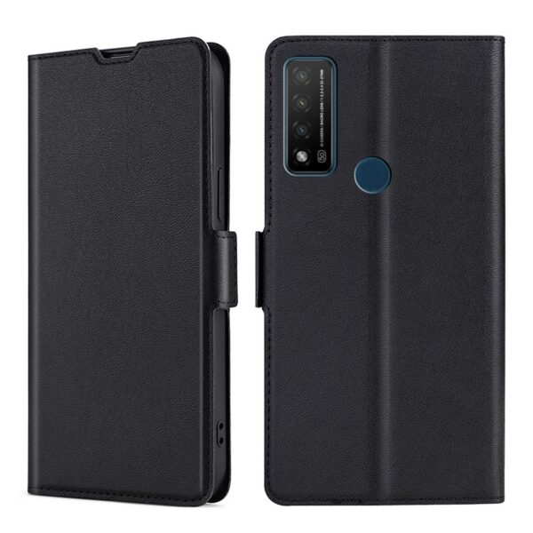TCL 20R Θήκη Βιβλίο Μαύρο Ultra-thin Voltage Side Buckle PU + TPU Phone Case Black