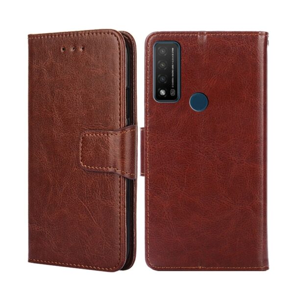 TCL 20R Θήκη Βιβλίο Καφέ Crystal Texture Phone Case Brown
