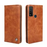 TCL 20R Θήκη Βιβλίο Καφέ Non-Magnetic Retro Texture Phone Case Brown