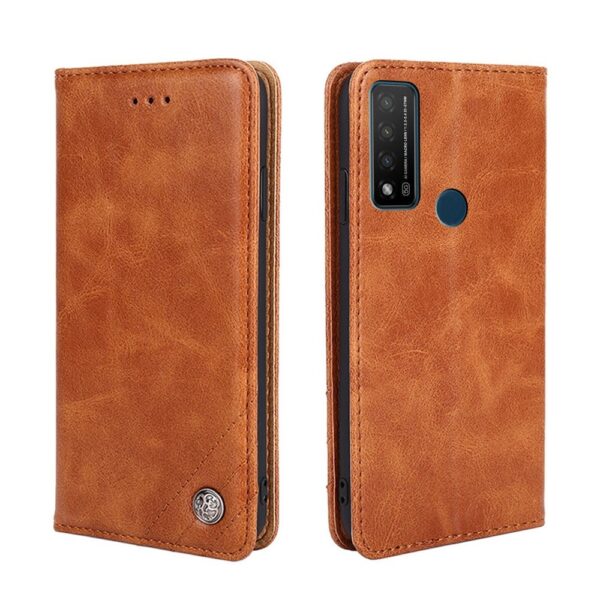 TCL 20R Θήκη Βιβλίο Καφέ Non-Magnetic Retro Texture Phone Case Brown