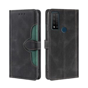 TCL 20R Θήκη Βιβλίο Μαύρο Skin Feel Straw Hat Magnetic Buckle Phone Case Black