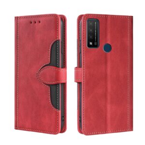 TCL 20R Θήκη Βιβλίο Κόκκινο Skin Feel Straw Hat Magnetic Buckle Phone Case Red