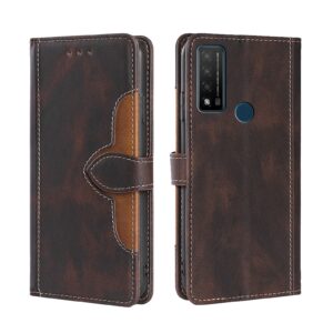 TCL 20R Θήκη Βιβλίο Καφέ Skin Feel Straw Hat Magnetic Buckle Phone Case Brown