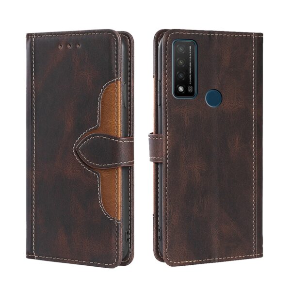 TCL 20R Θήκη Βιβλίο Καφέ Skin Feel Straw Hat Magnetic Buckle Phone Case Brown
