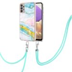 Samsung Galaxy A53 5G Θήκη Σιλικόνης Με Λουράκι Electroplating Marble IMD TPU Phone Case with Lanyard Green 004