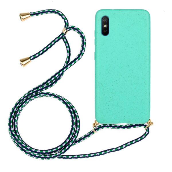 Xiaomi Redmi 9A / 9AT Θήκη Σιλικόνης Πράσινη Με Λουράκι Wheat Straw Material + TPU Protective Case with Lanyard Green