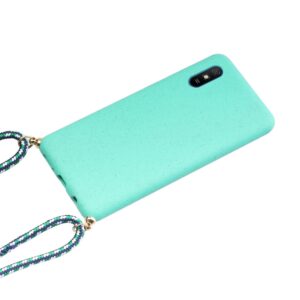 Xiaomi Redmi 9A / 9AT Θήκη Σιλικόνης Πράσινη Με Λουράκι Wheat Straw Material + TPU Protective Case with Lanyard Green