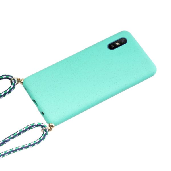 Xiaomi Redmi 9A / 9AT Θήκη Σιλικόνης Πράσινη Με Λουράκι Wheat Straw Material + TPU Protective Case with Lanyard Green