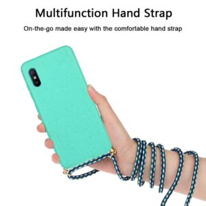 Xiaomi Redmi 9A / 9AT Θήκη Σιλικόνης Πράσινη Με Λουράκι Wheat Straw Material + TPU Protective Case with Lanyard Green