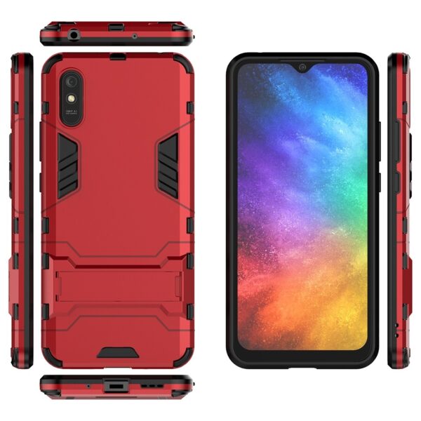 Xiaomi Redmi 9A / 9AT Σκληρή Θήκη Κόκκινη PC + TPU Shockproof Protective Case with Holder Red