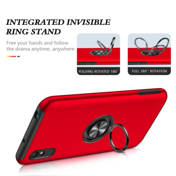 Xiaomi Redmi 9A / 9AT Θήκη Κόκκινη PC + TPU Shockproof Magnetic Case with Invisible Ring Holder Red