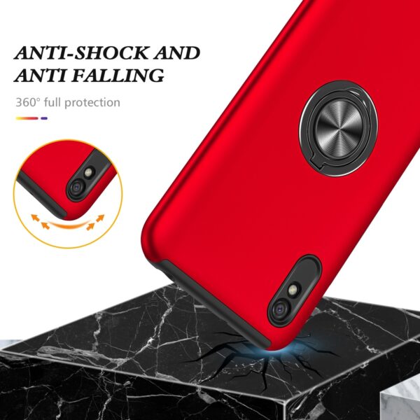 Xiaomi Redmi 9A / 9AT Θήκη Κόκκινη PC + TPU Shockproof Magnetic Case with Invisible Ring Holder Red