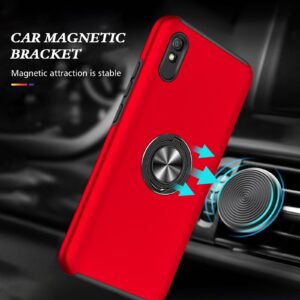 Xiaomi Redmi 9A / 9AT Θήκη Κόκκινη PC + TPU Shockproof Magnetic Case with Invisible Ring Holder Red