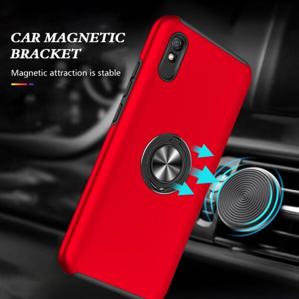 Xiaomi Redmi 9A / 9AT Θήκη Κόκκινη PC + TPU Shockproof Magnetic Case with Invisible Ring Holder Red