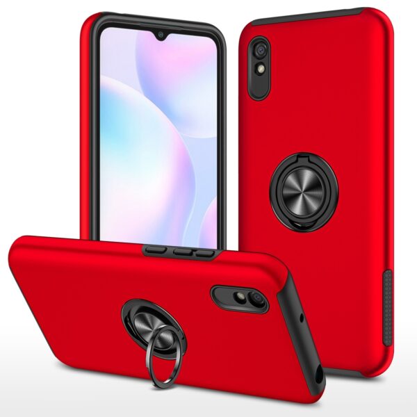 Xiaomi Redmi 9A / 9AT Θήκη Κόκκινη PC + TPU Shockproof Magnetic Case with Invisible Ring Holder Red