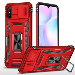 Xiaomi Redmi 9A / 9AT Θήκη Kόκκινη Με Σταντ Armor PC + TPU Camera Shield Phone Case Red