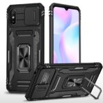 Xiaomi Redmi 9A / 9AT Θήκη Μαύρη Με Σταντ Armor PC + TPU Camera Shield Phone Case Black