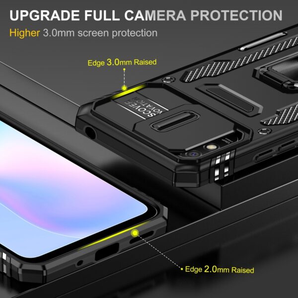 Xiaomi Redmi 9A / 9AT Θήκη Μαύρη Με Σταντ Armor PC + TPU Camera Shield Phone Case Black