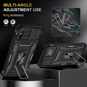 Xiaomi Redmi 9A / 9AT Θήκη Μαύρη Με Σταντ Armor PC + TPU Camera Shield Phone Case Black