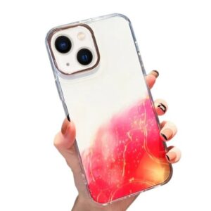 Forcell iPhone 13 Electroplating Pattern Θήκη Σιλικόνης Με Λουράκι Διάφανη - Red