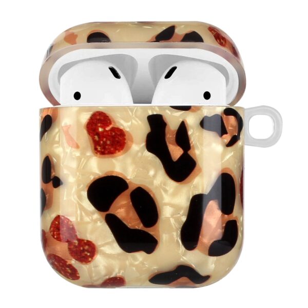 AirPods 1 / 2 Θήκη Σιλικόνης με Λουράκι Painted Shell Texture Wireless Earphone Case with Lanyard Yellow Leopard