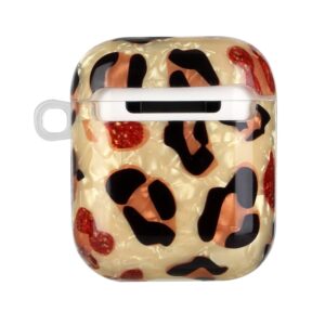 AirPods 1 / 2 Θήκη Σιλικόνης με Λουράκι Painted Shell Texture Wireless Earphone Case with Lanyard Yellow Leopard