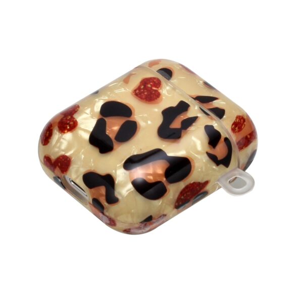 AirPods 1 / 2 Θήκη Σιλικόνης με Λουράκι Painted Shell Texture Wireless Earphone Case with Lanyard Yellow Leopard