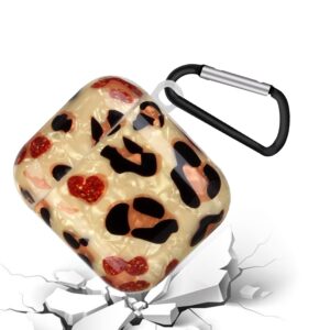 AirPods 1 / 2 Θήκη Σιλικόνης με Λουράκι Painted Shell Texture Wireless Earphone Case with Lanyard Yellow Leopard