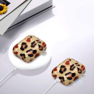 AirPods 1 / 2 Θήκη Σιλικόνης με Λουράκι Painted Shell Texture Wireless Earphone Case with Lanyard Yellow Leopard