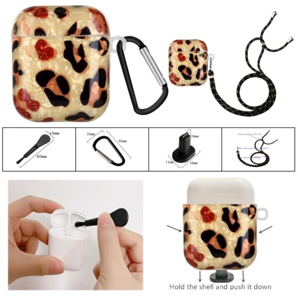 AirPods 1 / 2 Θήκη Σιλικόνης με Λουράκι Painted Shell Texture Wireless Earphone Case with Lanyard Yellow Leopard