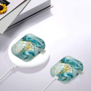 AirPods 1 / 2 Θήκη Σιλικόνης με Λουράκι Painted Shell Texture Wireless Earphone Case with Lanyard Blue Gold Marble