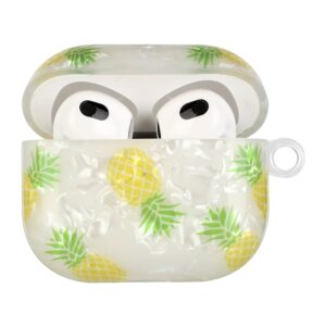 AirPods 3 Θήκη Σιλικόνης με Λουράκι Painted Shell Texture Wireless Earphone Case with Lanyard Pineapple