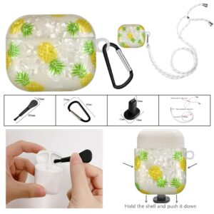 AirPods 3 Θήκη Σιλικόνης με Λουράκι Painted Shell Texture Wireless Earphone Case with Lanyard Pineapple