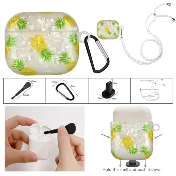 AirPods 3 Θήκη Σιλικόνης με Λουράκι Painted Shell Texture Wireless Earphone Case with Lanyard Pineapple
