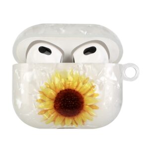 AirPods 3 Θήκη Σιλικόνης με Λουράκι Painted Shell Texture Wireless Earphone Case with Lanyard Yellow Sunflower