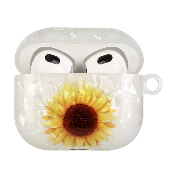 AirPods 3 Θήκη Σιλικόνης με Λουράκι Painted Shell Texture Wireless Earphone Case with Lanyard Yellow Sunflower
