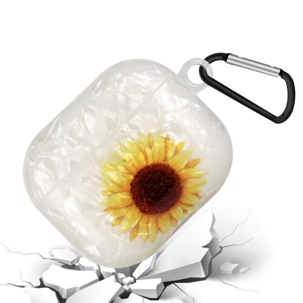 AirPods 3 Θήκη Σιλικόνης με Λουράκι Painted Shell Texture Wireless Earphone Case with Lanyard Yellow Sunflower