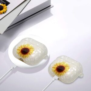 AirPods 3 Θήκη Σιλικόνης με Λουράκι Painted Shell Texture Wireless Earphone Case with Lanyard Yellow Sunflower