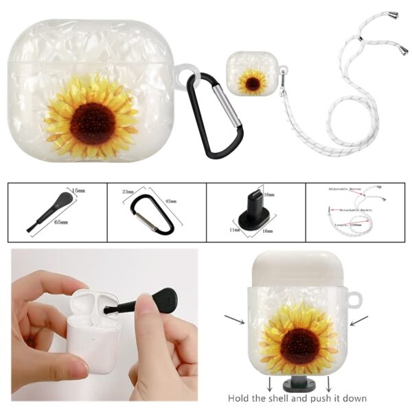 AirPods 3 Θήκη Σιλικόνης με Λουράκι Painted Shell Texture Wireless Earphone Case with Lanyard Yellow Sunflower